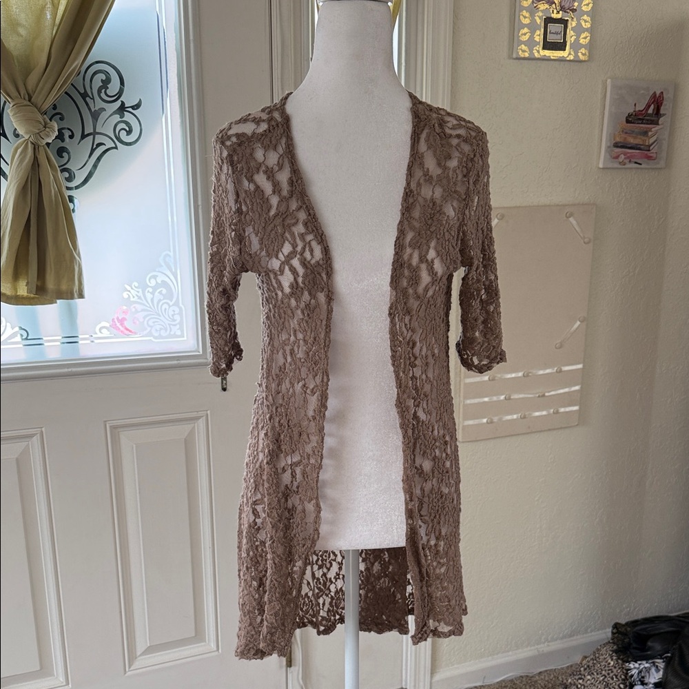 American City Wear Tan Lace Top